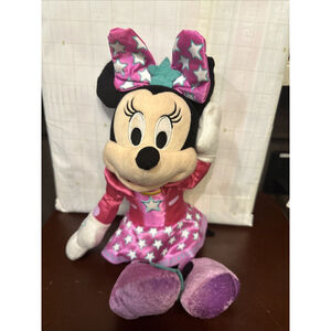 Disney Rockstar Talking Minnie Mouse in Pink Star & Bow 14" Plush